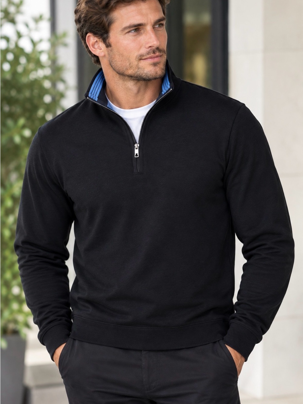 Ted Baker London Men’s Black 1/4 Zip Pullover Sweatshirt Shirt Size 4 or L